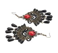 Garneck Alchemy Gothic Jewellery Hoop Earrings Dangler Charm Lady's Retro Lace Ear Pendants for Evening Party