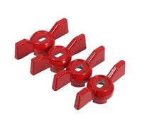 Garneck Aluminium Alloy Butterfly Valve Handle 4pcs Lever 8x6mm | Red Flat-hole Design, Mini Threaded Grip, Improved Torque Leverage, Labour-saving Turning for Garden Hoses, Plumbing Stems