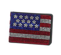 Garneck American Flag Rhinestone Car Document Holder for Men Scratch-Resistant Vehicle Registration Organizer Wallet Compact Glitter License and Insurance Card Pouch Elegant Car Accessory