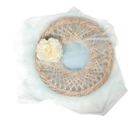 Garneck Ancient Chinese Bamboo Straw Hat with Veil for Festivals Handmade Asian Style Face Cover Cap with Silky Flowers Sun Protection and Cosplay Accessory for Hanfu and Stage