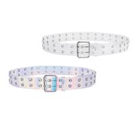 Garneck and Iridescent Pu Leather Waist Belts for Women Jeans and Dresses, Buckle Double-hole Strap, Fashion Waist Belt Set 2 Pieces (115cm