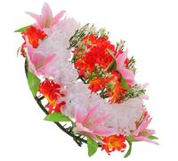 Garneck Artificial Flower Wreath for Funeral and Memorial Use, Red Silk Flower Material with Realistic Texture, Easy to Care and Never Wither, Suitable for Mourning Activities
