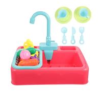 Garneck Automatic Parrot Shower Bath Tub with Circulating Water and Accessories Red Bird Bath Basin for Medium Birds Like Magpie and Sparrow Stress Relief Bathing Pool with Built in Faucet