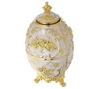 Garneck Automatic Toothpick Dispenser Retro Plastic Holder with Gold White Rose Pattern Press-type Hygienic Storage Box for Kitchen Dining Tables Portable Elegant Toothpick Container for