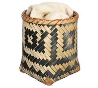 Garneck Bamboo Woven Basket Waste Bin for Bedroom Natural Weaving Design