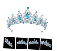 Garneck Baroque Rhinestone Crown Headband for Women Silver Sky Blue Princess Tiara Wedding Birthday Party Accessories with Dazzling Crystal Sparkle
