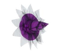 Garneck Baroque Style Halloween Witch Hat for Women and Adults Purple Cosplay Wizard Cap with Veil and Detailed Faux Flower Embellishments Elegant Party Accessory for Costume Events and