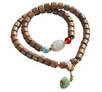 Garneck Bead Prayer Bracelet for Women Sandalwood Meditation Beads with Lotus Seed Pendant Lightweight Handmade DIY Wristband Comfortable and Elegant Gift