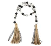 Garneck Bead Tassel Garland Handmade Wooden Beaded String Pendant for Home Wall Door Decoration Rustic Farmhouse Style Rope Hanging Ornament with Delicate Craftsmanship for Fireplace