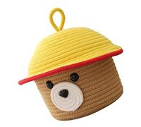 Garneck Bear Storage Basket Bins Blanket Basket Handle Large Storage Bags Pantry Pool Cartoon Kit Trunk Small Bear Basket Zipper Lids Wire Pet Hanging Tassel Net Cotton Rope