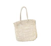 Garneck Beige Knitted Weaving Bag Handmade Straw Hallow Out Shoulder Bag for Summer Beach Fashionable Handbag for Ladies for Travel and Everyday Use