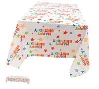 Garneck birthday party tablecloth dining table cloth waterproof oil-proof polyester table cover foldable reusable birthday tablecloth 137x274cm kids party decorations picnic dining room
