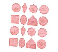 Garneck Biscuit Mold Set Pp Material Eid Mubarak 16pcs with 3D Design Cookie Cutters for Quick Cookie Shaping and Easy to Clean, Eid Mubarak Party Favors and Ramadan Baking Tools