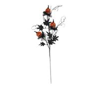 Garneck Black Faux Maple Leaf Branch with Pumpkin Stem Artificial Halloween Decoration for DIY Floral Arrangements Spooky Black Fall Leaf Stem for Table Centerpieces and Seasonal Display