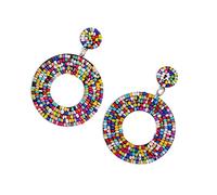 Garneck Bohemian Bead Earrings Geometric Beaded Statement Earrings for Women Summer Occasion