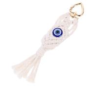 Garneck Bohemian Hand-woven Macrame Keyring with Tassels and Evil Eye Charm Elegant Bag Pendant for Women Unique Handmade Accessory for Keys Handbags Backpacks and