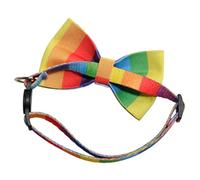 Garneck Bowknot Pet Collar Rainbow Bowknot Collar with Safety Buckle Adjustable Design Fabric Material Adorable Chic Style for Parties Suitable for Small Puppies and Cats