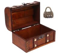 Garneck Box Wooden Treasure Chest Storage Case Vintage Case Wood Piggy Bank Treasure Coin Bank Pirate Chest Small en Jewels Miss Metal Jewelry Props