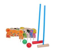 Garneck Boys and Girls Croquet Set Animal Wickets Wooden Mallets Balls Outdoor Family Fun for Preschoolers Interactive Garden Game