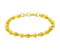 Garneck Bracelet Solid Smooth Copper for Women Golden Brass round Bead Beaded Bracelet Safe, Rust-resistant Finish, Fashion Jewellery for Ladies