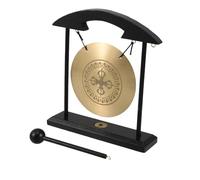 Garneck Brass Feng Shui Desktop Gong with Stand Instrument for Home Office Table Decor Unique Asian Ornaments Symbol of Prosperity and Luck Distinctive Collectible Figurines