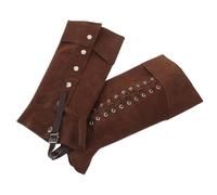 Garneck Brown Medieval Boot Covers Men Renaissance Short Boot Gaiters Leather-Look Leg Covers for Pirate Costume Halloween Cosplay