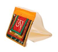 Garneck Buddhist Embroidered Storage Bag for Scriptures and Jewelry Sundries, Medium Vintage Double-layer Cloth Pouch with Tibetan Style Embroidery, Chinese Style Brocade Container