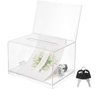 Garneck Business Card Box Clear Acrylic Suggestion Donation Money Collection Lockable Storage Case for Office Events Classroom