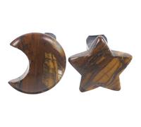 Garneck Car Air Outlet Clip Set 2Pcs Star and Moon Natural Tiger Eye Stone Auto Vent Decorations for Women Car Interior and Office