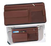 Garneck Car Sun Visor Organizer with Multi Pocket Storage Sunglasses Holder Pen and Card Slots Hook and Loop Fastening Space Saving Car Visor Case for Front Storage and Item Organization