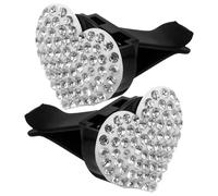 Garneck Car Vent Clips Rhinestone Heart-shaped Air Freshener Clips 2pcs White Car Diffuser Vent Accessories Decoration for Women Interior