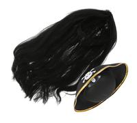 Garneck Carnival Pirate Costume with Black Long Wig and Tricorn Hat Comfortable Durable Festival Party Hat for Cosplay Events and Themed Dress Up