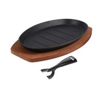 Garneck Cast Iron Teppanyaki Hot Plate Sizzling Fajita Grill Pan with Non Stick Surface for Indoor Cooking Even Heat Distribution for Steak Vegetables Seafood Western Bbq Skillet