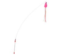 Garneck Cat Fishing Pole Teasing Wand with Mouse Ribbon for Indoor Cats | PC Rod with Cotton Ribbon and Lint Mouse, Pink Cartoon Style, Kitten Plaything for Rough Hunting Games