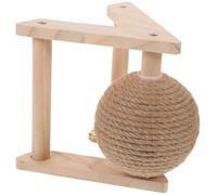 Garneck Cat Scratch Globe Ball Wood and Sisal Hemp for Home Use