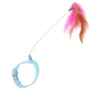 Garneck Cat Teaser Collar Rod Blue Interactive Cat Wand for Indoor Play Exercise Stress Relief Kitten