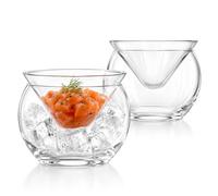 Garneck Caviar Spoon Glass Chiller Pearl Bowl Serving Server Plus Mother of Universal Martini Wine Liquor Cocktail with Ice Chamber Double Layer Clear Shrimp Appetizers Salad Desserts Party Dish
