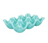 Garneck Ceramic Eggs Holder 6-grid Egg Storage Tray for Refrigerator Kitchen Countertop Use Sturdy Porcelain Material in Green Colour and Baking