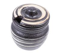 Garneck Ceramic Kitchen Seasoning Pot Small Mustard Holder Food Grade Ceramic Cup for Sauces Garlic Sugar Salt Storage Practical Dining Table Decor Black
