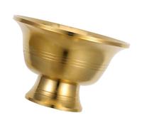 Garneck Chinese Brass High Foot Water Bowl for Offerings and Meditation Decorative Sacred Altar Cup with Intricate Pattern Multifunctional Ritual Vessel for Incense Water Serving and Home