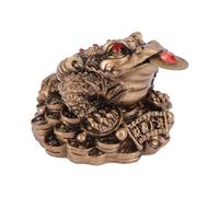 Garneck Chinese Feng Shui Frog Coin Chinese Charm Money Toad Figurine for Fortune Lucky Wealth Office Tabletop Home Decoration(Bronze, 5.5x4.8x3.8cm)