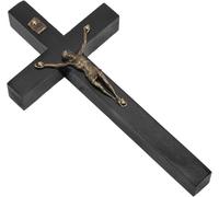 Garneck Christian Wood Wall Cross Wall Mounted Art Craft Hanging Zinc Alloy Jesus Cross Crucifix Christian Gifts Home Wall Decoration (Random Color)