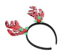 Garneck Christmas Deer Antler Headband Sequins and Bells, Double-Sided Reindeer Antlers Holiday Headwear for Women and Teen, Festive Xmas Headband Decoration