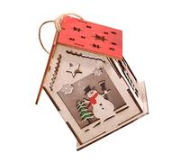 Garneck Christmas Glow Log House Luminous Cabin Pendant Xmas Tree Hanging Ornament Wooden House Christmas Decor for Home Garden Patio