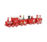 Garneck Christmas Wooden Train Miniature Xmas Tabletop Decoration for Holiday Parties Kindergarten and Festive Cheer Safe Material Multi Section Design for Cake and Doll House Decor