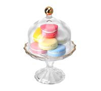 Garneck Clear Glass Cake Stand with Protective Dome Lid European Style Gilded Dessert Plate Cover for Freshness Lock Multipurpose Fruit and Cupcake Display Tray Elegant Gold Finish for