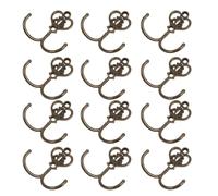 Garneck Coat Hooks and Double Prong 12 Sets in Heavy Duty Vintage Golden Metal Finish Wall Mounted Dual Hook Functionality for Organising Cabinet Corridor