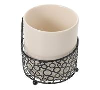 Garneck Coffee Bar Spoon and Stirrer Holder Sturdy Ceramic Tableware Jar with Iron Frame for Easy Access Storage, Minimalist Design Utensil Crock for Coffee Bar and Kitchen Counter