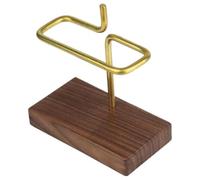 Garneck Coffee Filter Storage Stand Brass Walnut Wood for Cafe Countertop