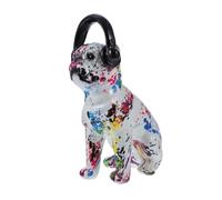 Garneck Colorful Bull Dog Puppy Sculpture Resin Figurine with Water Transfer Printing Artistic Home Decor for Living Hallway Wine Cabinet Collectible Dog Lover Gift